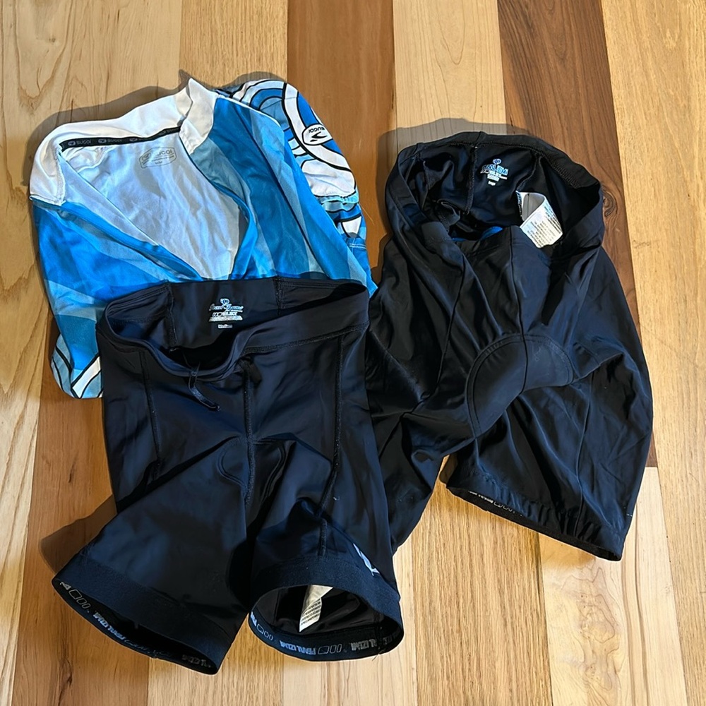 Women’s Biking Lot - Sugoi top (M) & 2 sets of Pearl Izumi shorts (M/L)